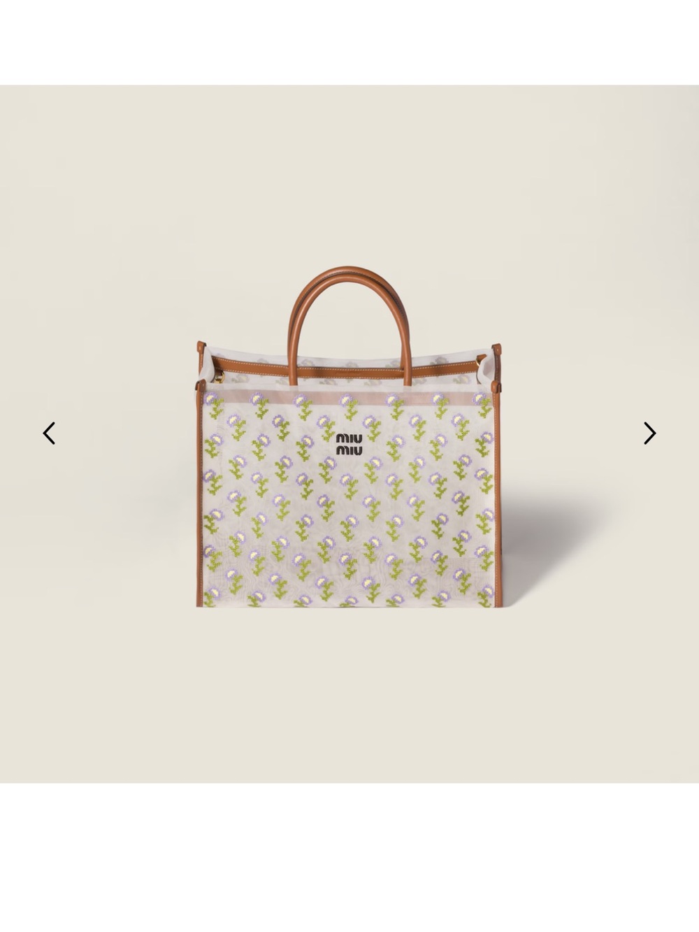 Miu Miu Embroidered Floral Sheer Panel in Green and Lavender